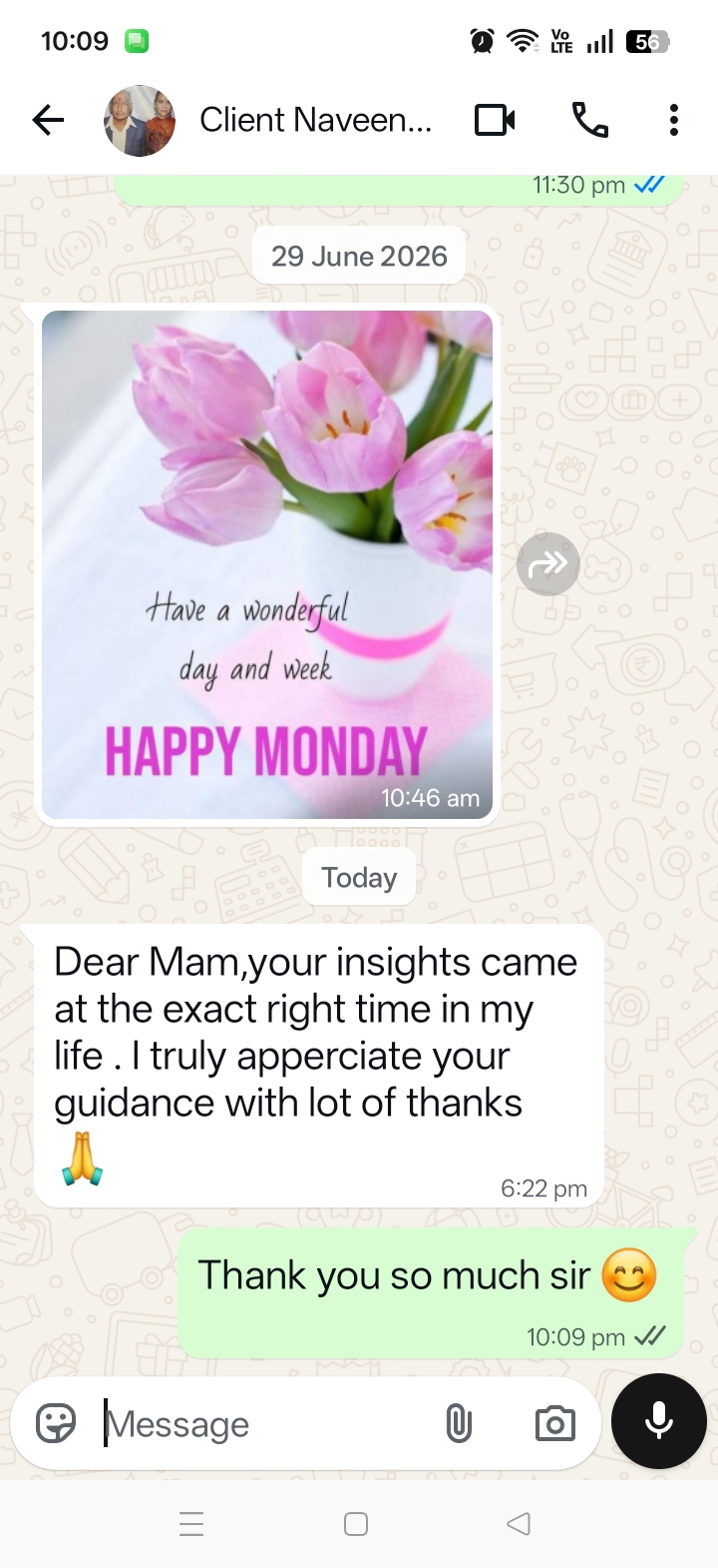 Naveen WhatsApp review screenshot