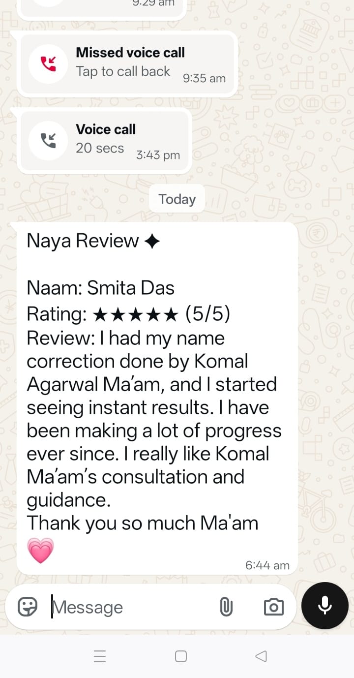 Smita Das WhatsApp review screenshot